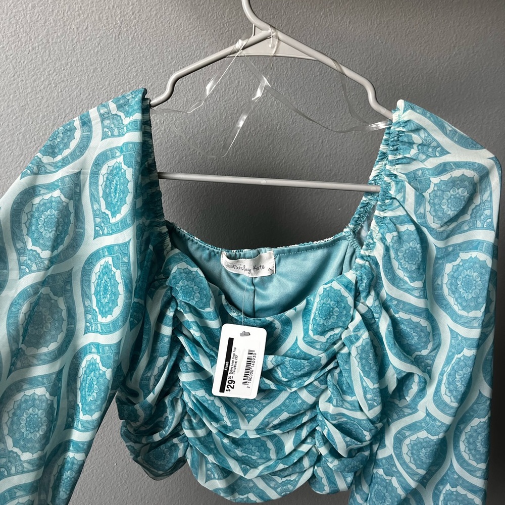 Long Sleeve Cropped Blouse